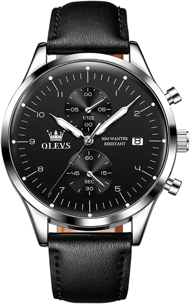 OLEVS Mens Watches Date Ultra Thin Minimalist Fashion Casual Analog Quartz Watch Slim Simple Big Face Waterproof Dress Wrist Watches with Leather Band for Men (E)