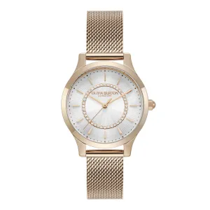 Olivia Burton 30mm Wonderlust White & Rose Gold Mesh Watch