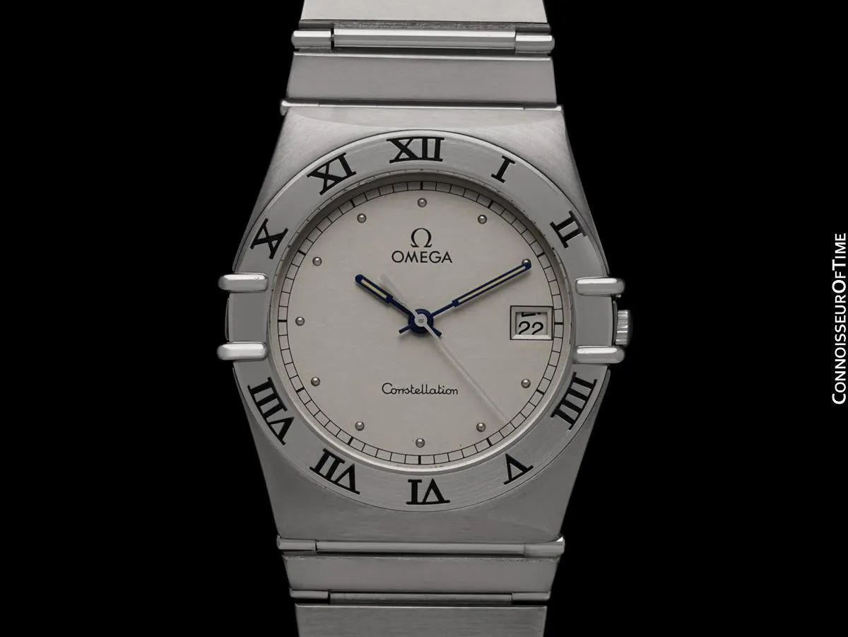 Omega Constellation Manhattan Mens 35mm Watch with Silver Dial - Brushed Stainless Steel