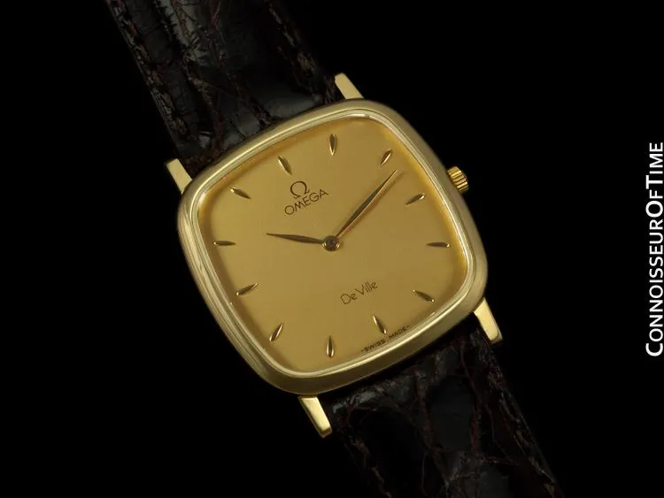 Omega De Ville Mens Ultra Thin Dress Watch in Gorgeous Condition - 18K Gold