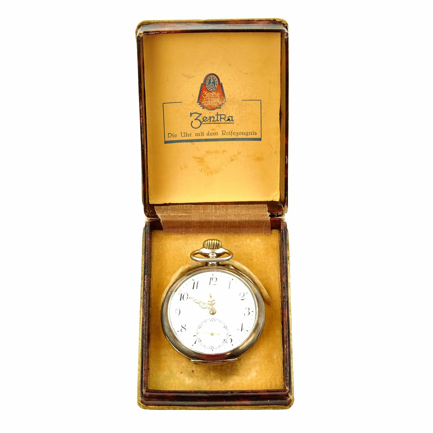 Original German WWII SS Officer Candidate School Bad Tölz Cased Pocket Watch by ZentRa - Fully Functional