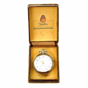 Original German WWII SS Officer Candidate School Bad Tölz Cased Pocket Watch by ZentRa - Fully Functional
