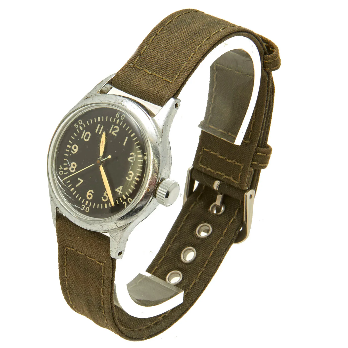 Original U.S. WWII 1942 Dated Type A-11 US Army Wrist Watch by Waltham - Fully Functional