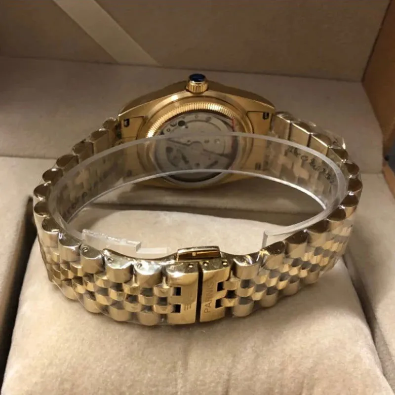 Parnis 36mm Datejust Automatic Full Gold Homage Watches