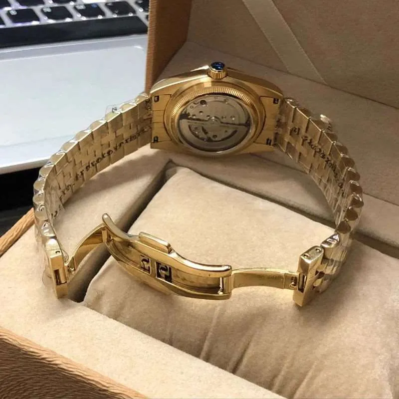 Parnis 36mm Datejust Automatic Full Gold Homage Watches