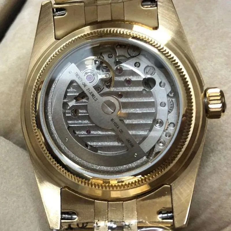 Parnis 36mm Datejust Automatic Full Gold Homage Watches