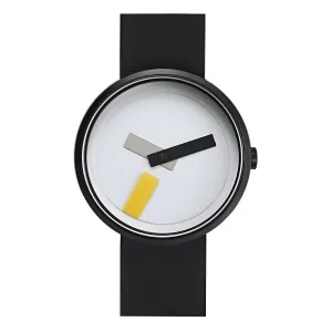 Projects Unisex Stainless Steel Case Black Silicone Strap White Dial Black Watch - 7296BS