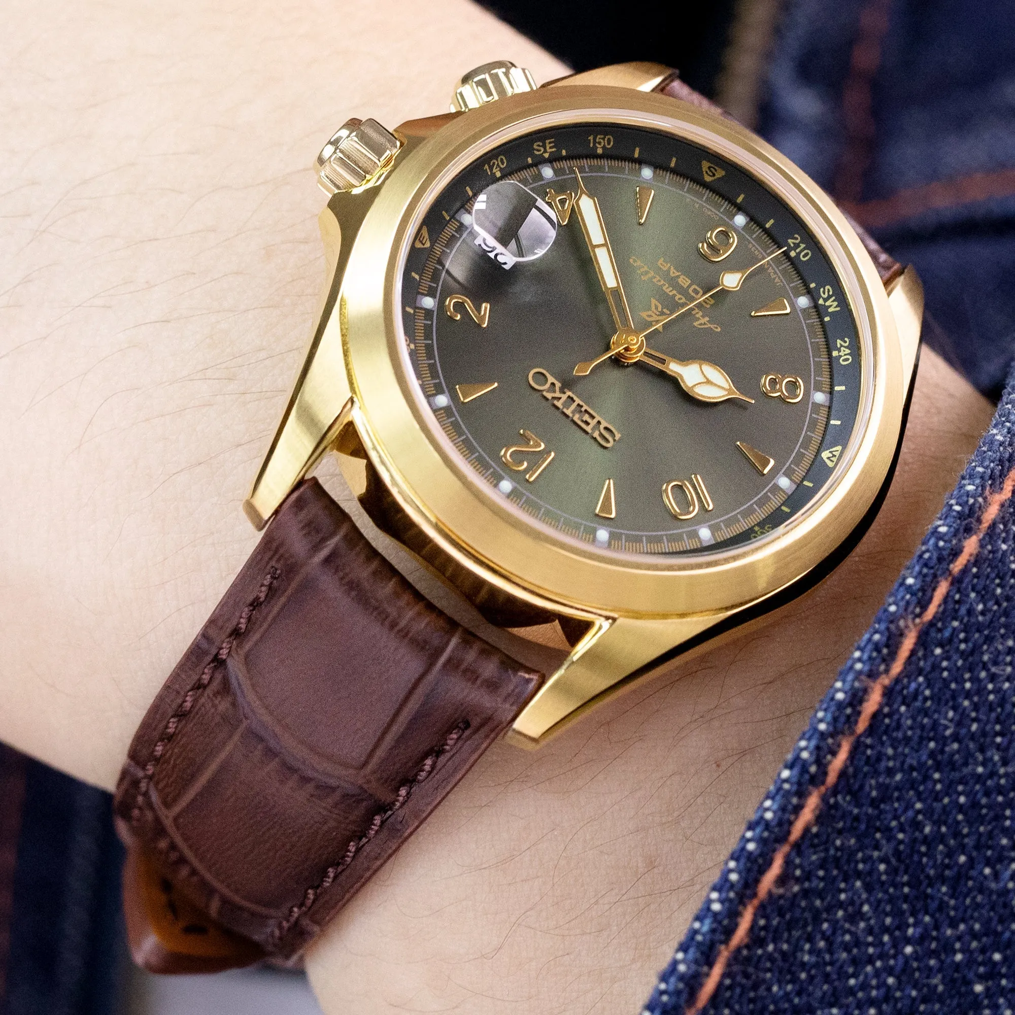 Q.R. 20mm Brown CrocoCalf (Italian Croco Grain) , Semi-curved Watch Band
