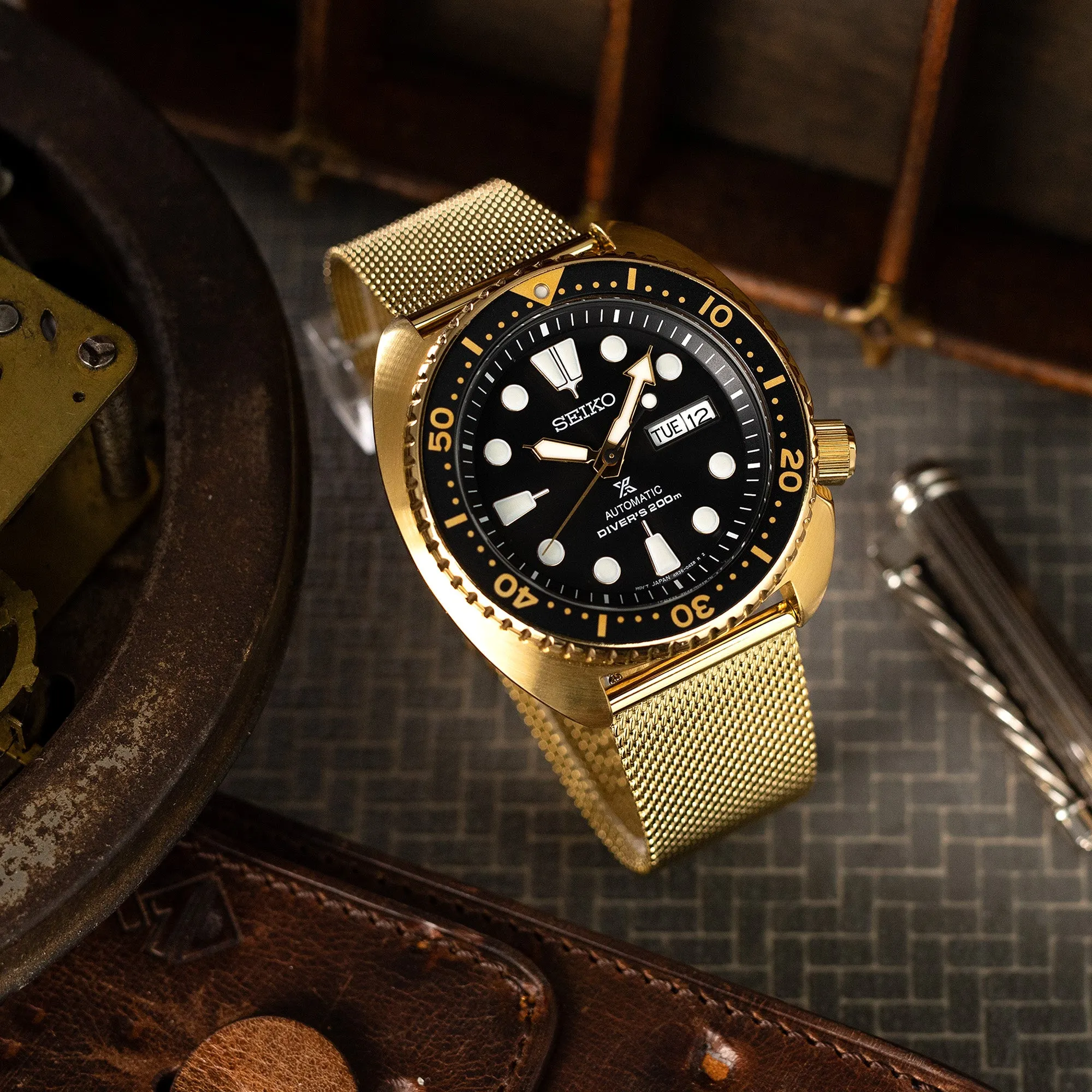 Quick Release Classic Superfine Mesh Watch Band, 18mm, 19mm, 20mm or 22mm, Full IP Gold