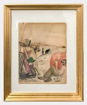 "Cigarette Abontage" C.1950s Signed Hand Colored Etching - $3K APR W/ CoA!