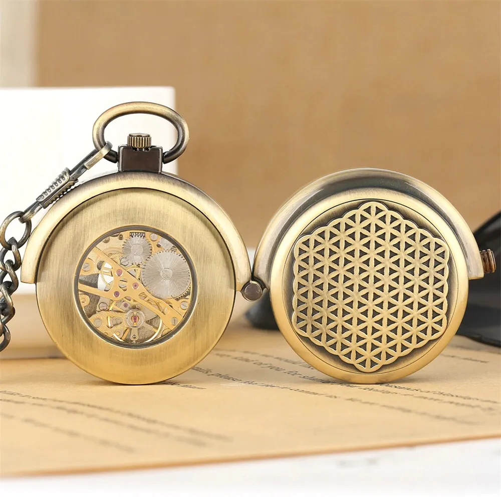 Retro Bronze Mechanical Pocket Watch / Creative Pendant Clock with Roman Numeral Display