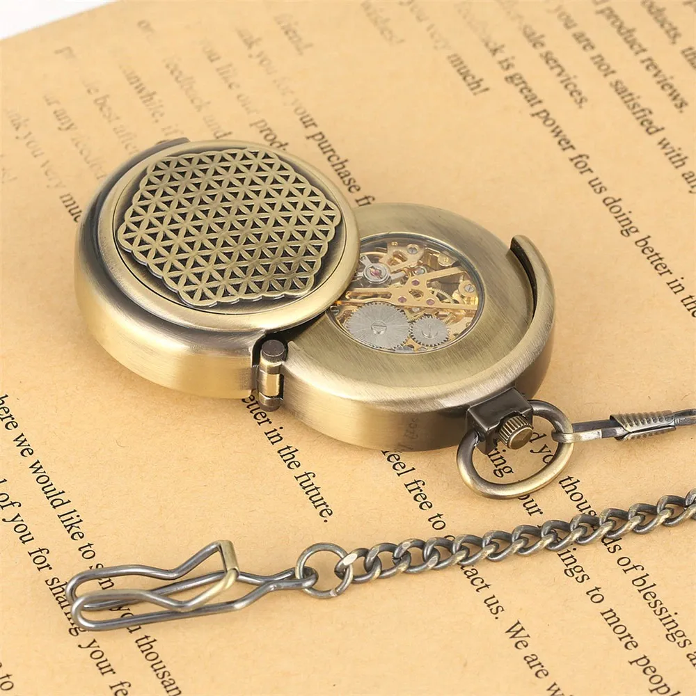 Retro Bronze Mechanical Pocket Watch / Creative Pendant Clock with Roman Numeral Display