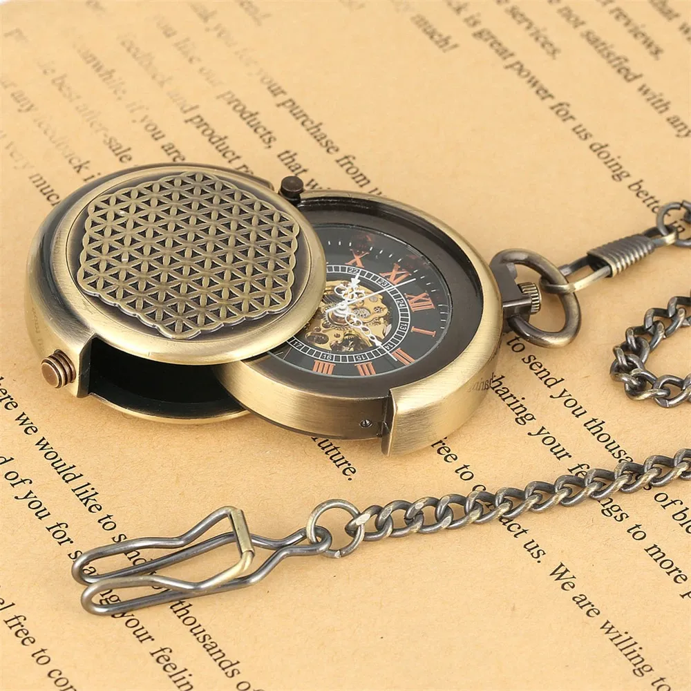 Retro Bronze Mechanical Pocket Watch / Creative Pendant Clock with Roman Numeral Display