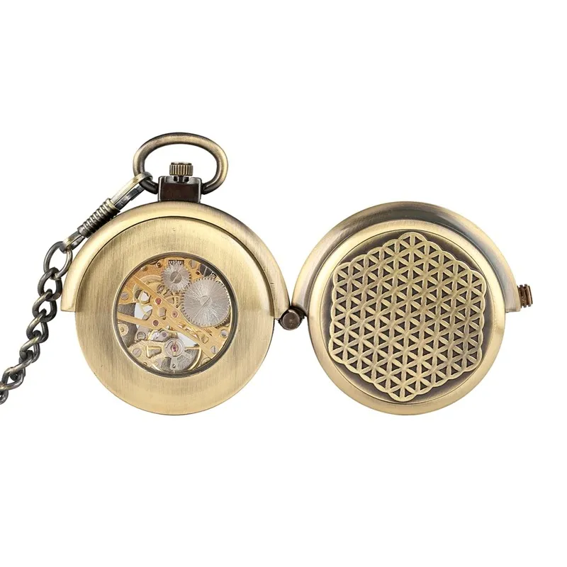 Retro Bronze Mechanical Pocket Watch / Creative Pendant Clock with Roman Numeral Display