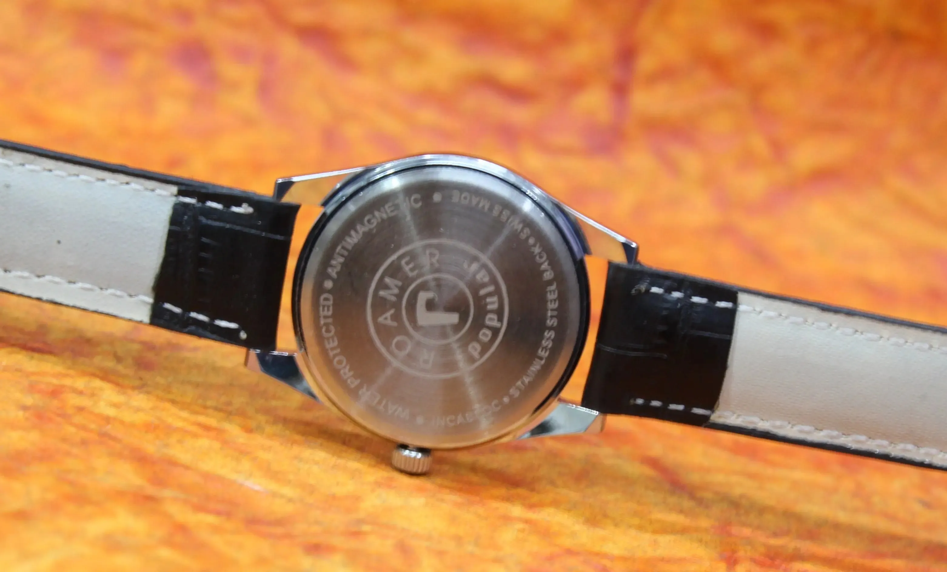 Roamer Vintage 17 Jewels FHF ST96 Mechanical Hand Winding Swiss Made Black Dial Wristwatch