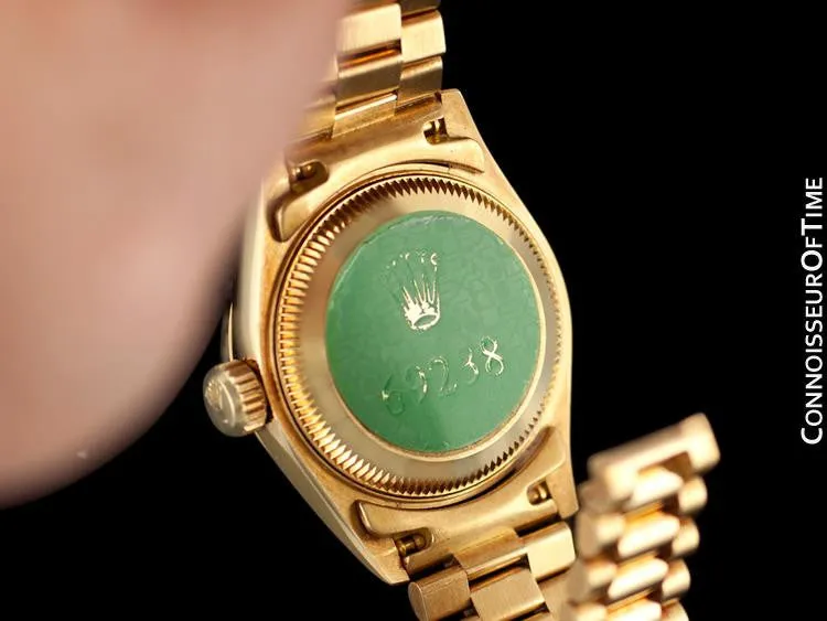 Rolex Ladies "Crown Collection" President with Papers, Ref. 69238 - 18K Gold & Factory Diamonds