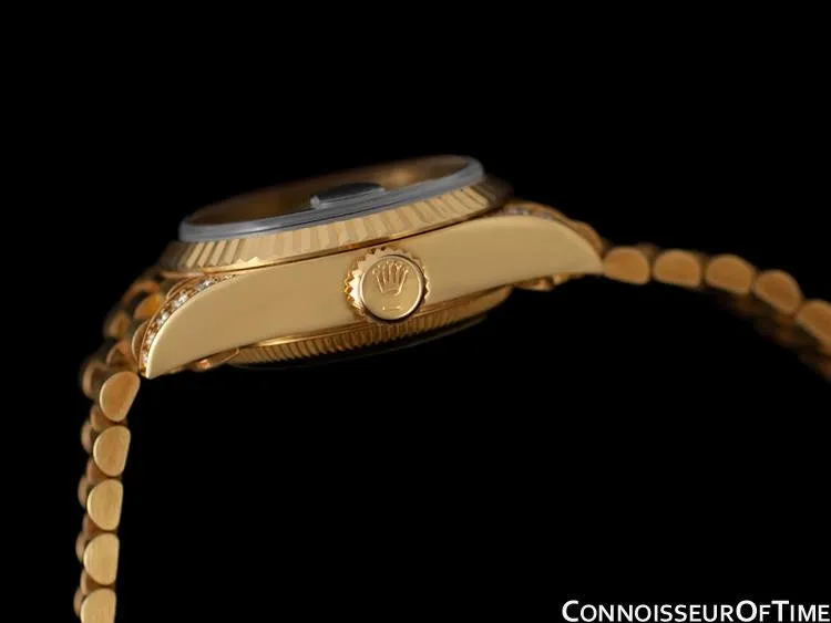 Rolex Ladies "Crown Collection" President with Papers, Ref. 69238 - 18K Gold & Factory Diamonds