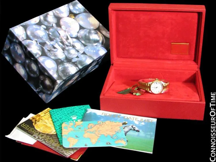 Rolex Ladies "Crown Collection" President with Papers, Ref. 69238 - 18K Gold & Factory Diamonds