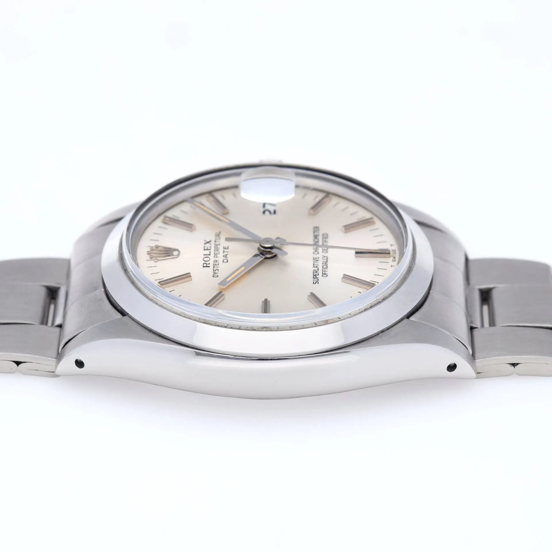Rolex Oyster Perpetual Date 1500 Silver Soleil Dial