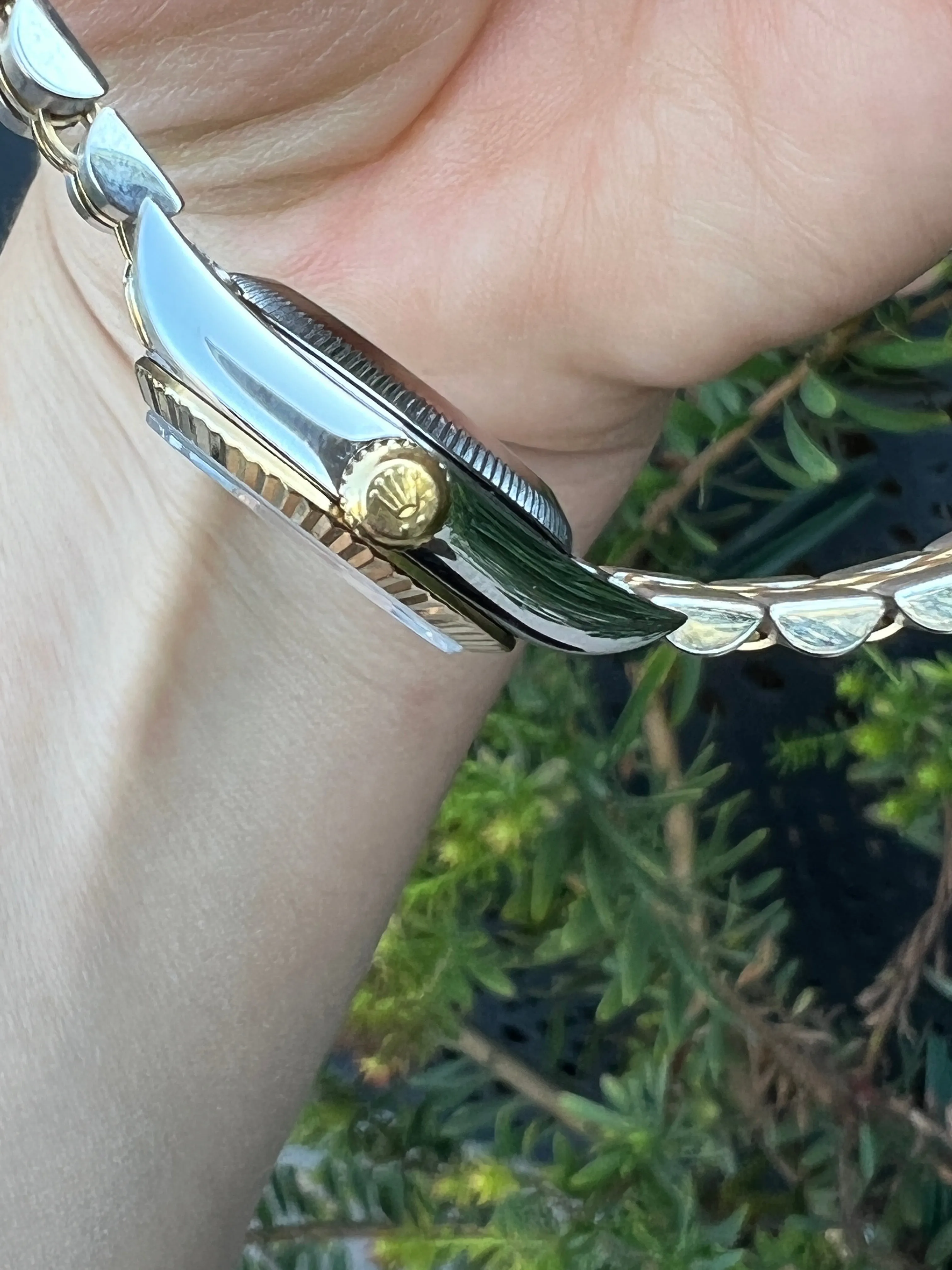 Rolex Watch 26mm Oyster Perpetual 76193 Ladies Watch.  Refinished Tahitian/Black Mother of Pearl Diamond Dial Mint