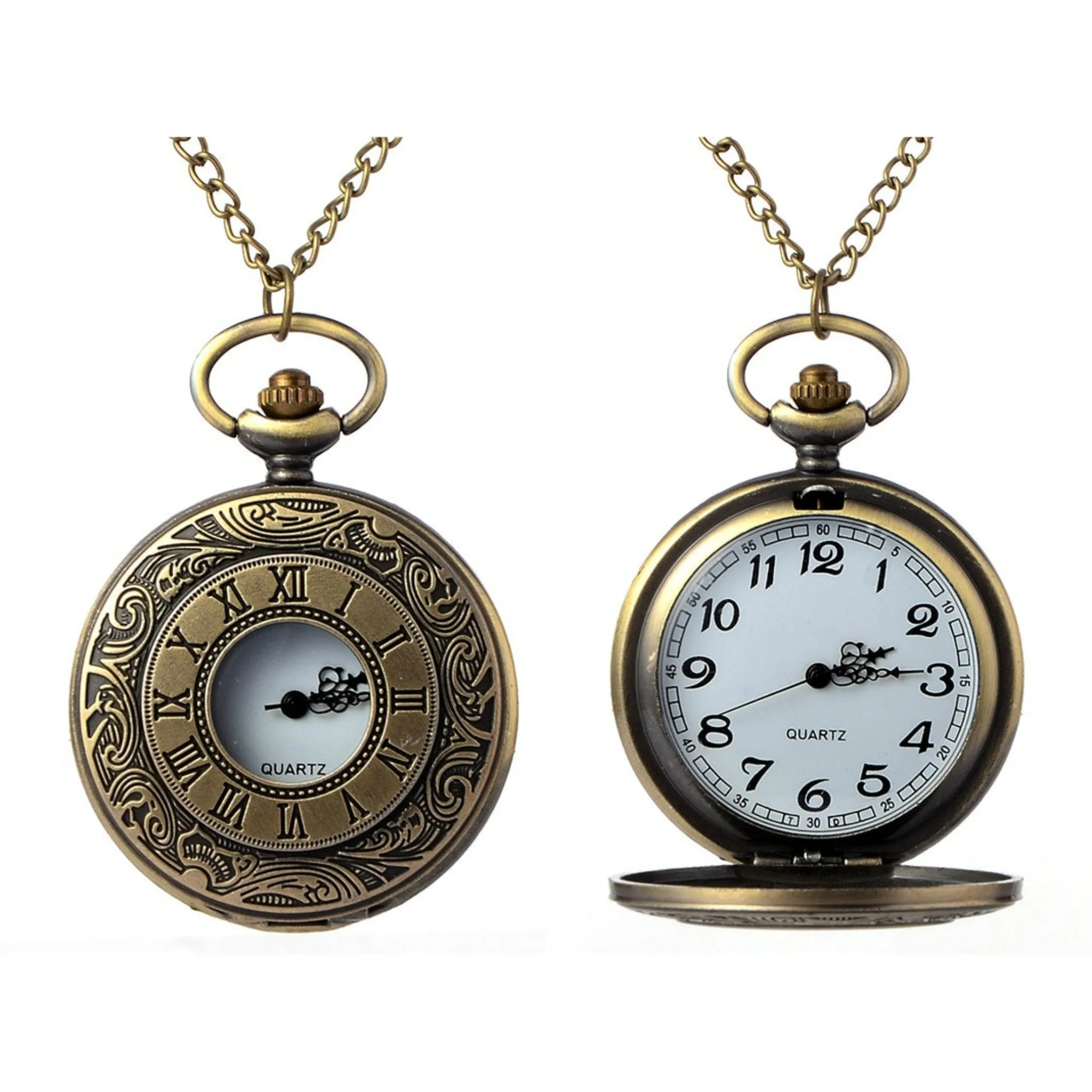 Roman Numerals Quartz Pocket Watch