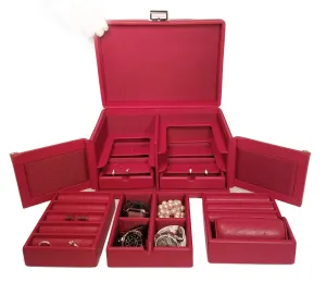 Scatola del Tempo Tesoro C Ostrich ROT HdG Pelle Rossa Struzzo Minuteria Jewelry Storage Case