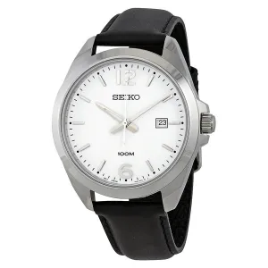 Seiko Neo Classic White Dial BlackLeather Men's Watch SUR213