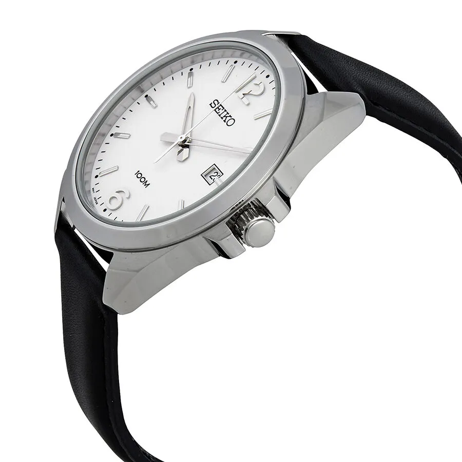 Seiko Neo Classic White Dial BlackLeather Men's Watch SUR213