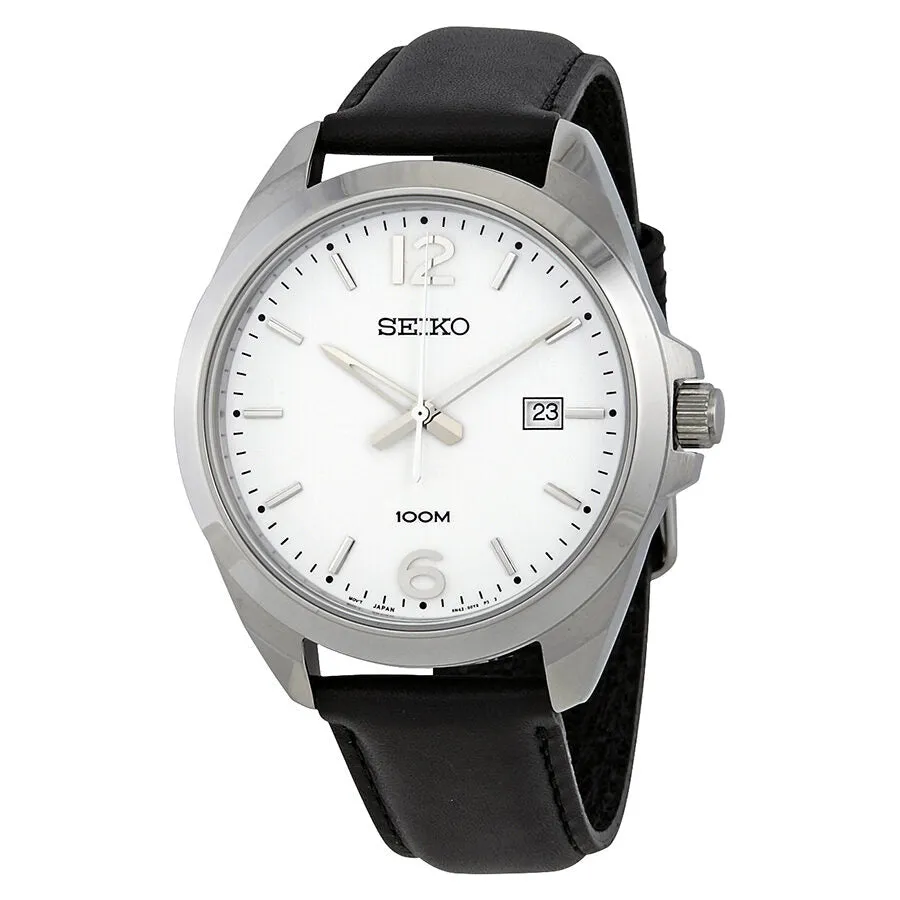Seiko Neo Classic White Dial BlackLeather Men's Watch SUR213