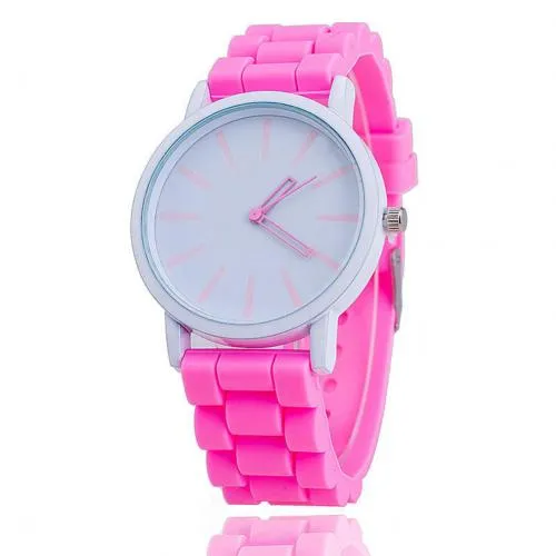 Sidiou Group Fashion Women Candy Color Round Dial Ultra Thin Silicone Band Analog Quartz Wrist Watch Casual Hollow Pointer Watches For Unisex