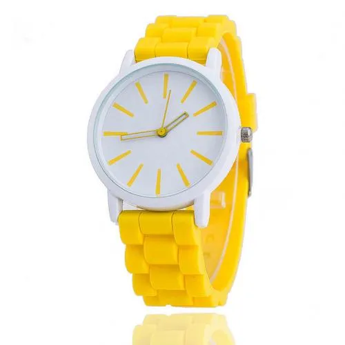 Sidiou Group Fashion Women Candy Color Round Dial Ultra Thin Silicone Band Analog Quartz Wrist Watch Casual Hollow Pointer Watches For Unisex