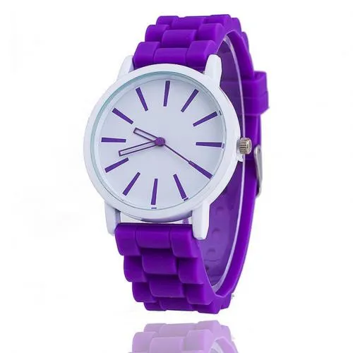 Sidiou Group Fashion Women Candy Color Round Dial Ultra Thin Silicone Band Analog Quartz Wrist Watch Casual Hollow Pointer Watches For Unisex