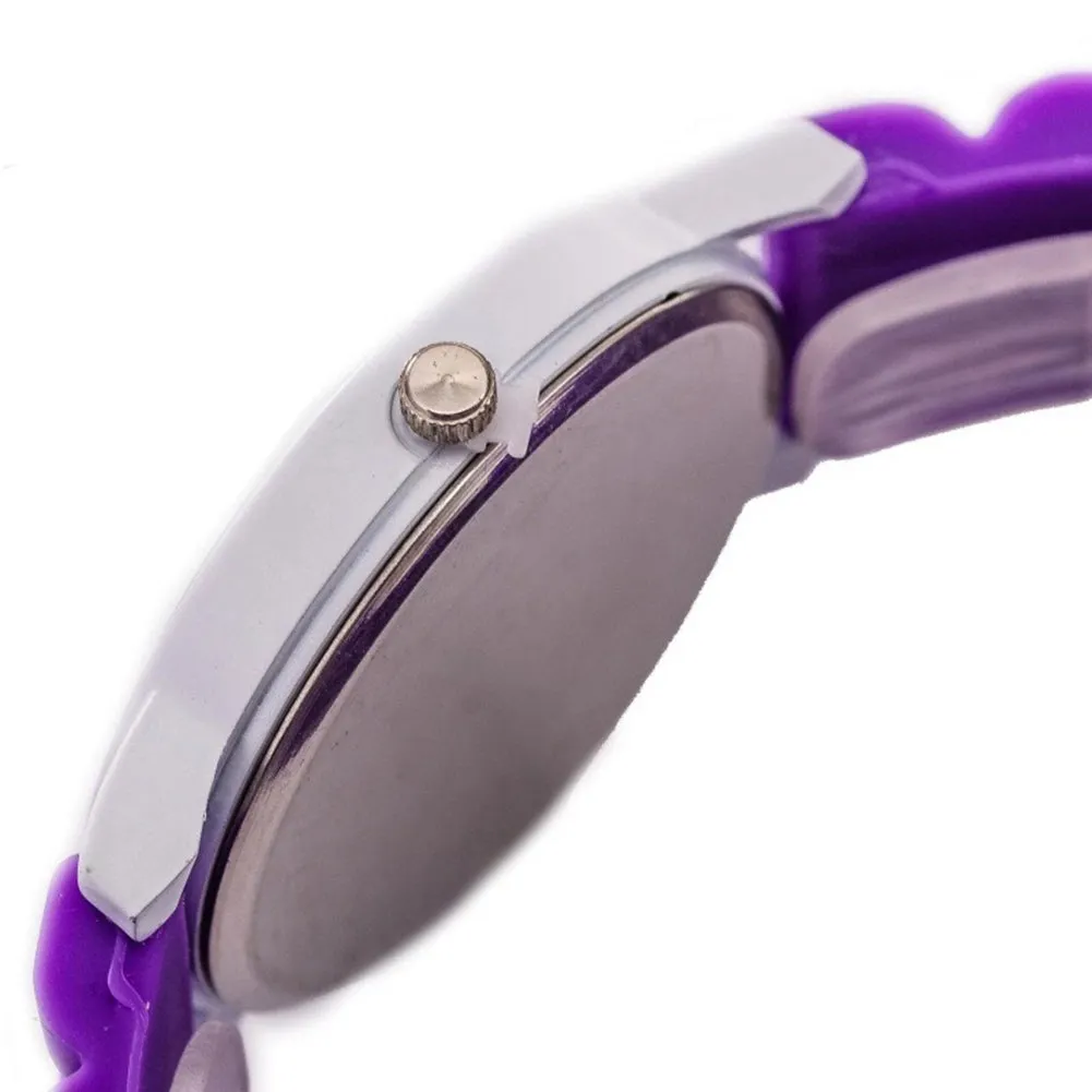 Sidiou Group Fashion Women Candy Color Round Dial Ultra Thin Silicone Band Analog Quartz Wrist Watch Casual Hollow Pointer Watches For Unisex