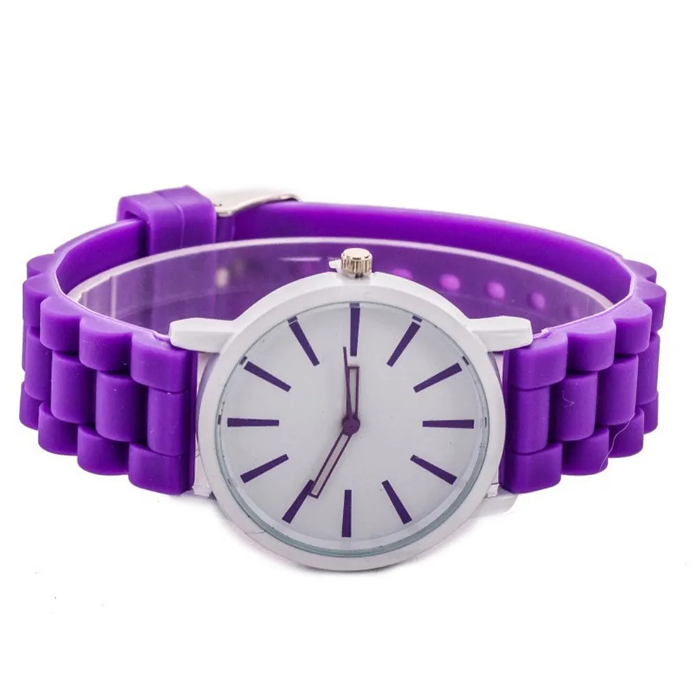Sidiou Group Fashion Women Candy Color Round Dial Ultra Thin Silicone Band Analog Quartz Wrist Watch Casual Hollow Pointer Watches For Unisex