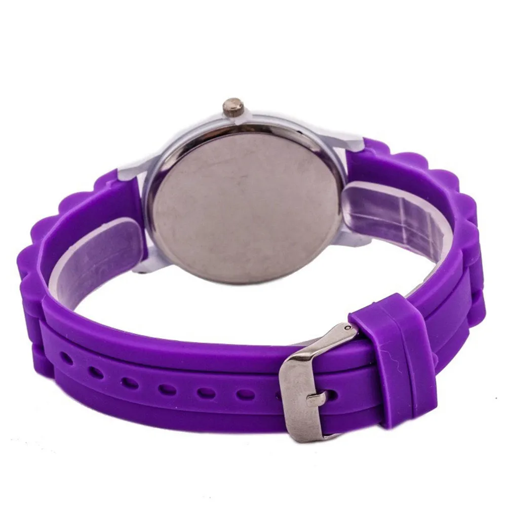 Sidiou Group Fashion Women Candy Color Round Dial Ultra Thin Silicone Band Analog Quartz Wrist Watch Casual Hollow Pointer Watches For Unisex