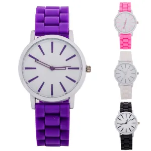 Sidiou Group Fashion Women Candy Color Round Dial Ultra Thin Silicone Band Analog Quartz Wrist Watch Casual Hollow Pointer Watches For Unisex