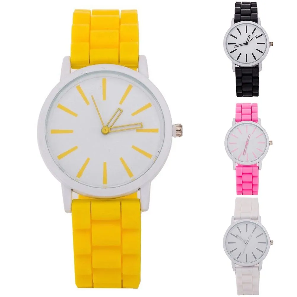 Sidiou Group Fashion Women Candy Color Round Dial Ultra Thin Silicone Band Analog Quartz Wrist Watch Casual Hollow Pointer Watches For Unisex
