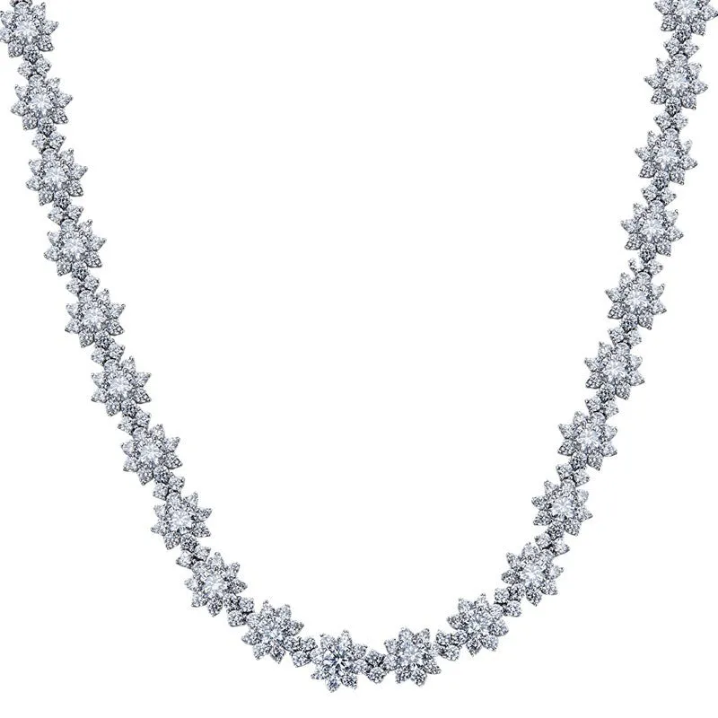 Silver High Carbon Diamond Sunflower Necklace