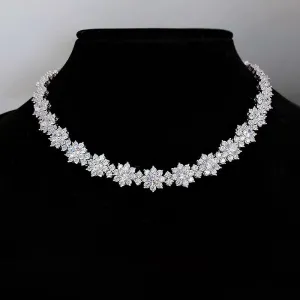 Silver High Carbon Diamond Sunflower Necklace