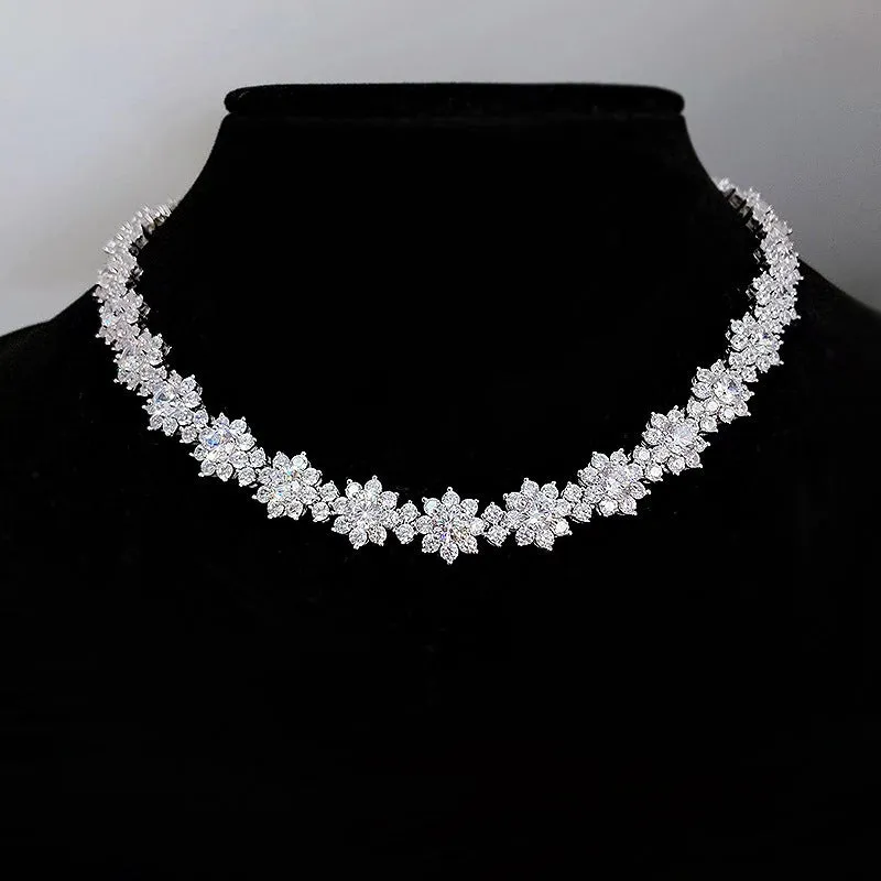 Silver High Carbon Diamond Sunflower Necklace