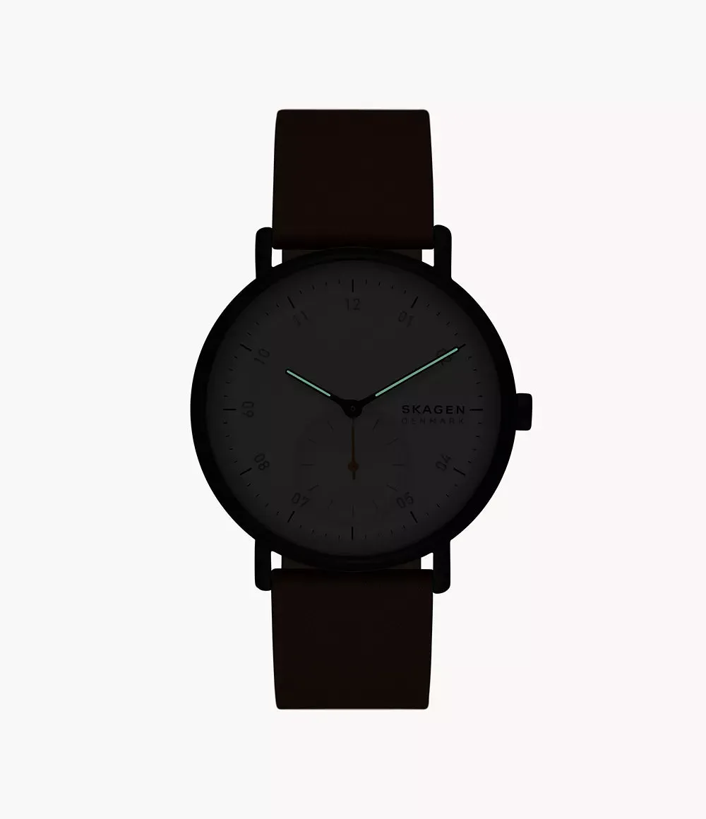Skagen Black Gents Sub-Second Window Tan Leather Watch