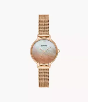 Skagen Ladies Ombré Mother of Peal Rose Gold Steel Mesh Watch
