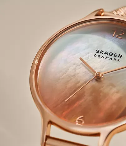 Skagen Ladies Ombré Mother of Peal Rose Gold Steel Mesh Watch