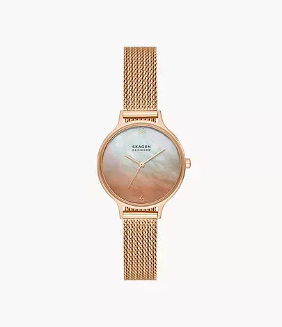 Skagen Ladies Ombré Mother of Peal Rose Gold Steel Mesh Watch