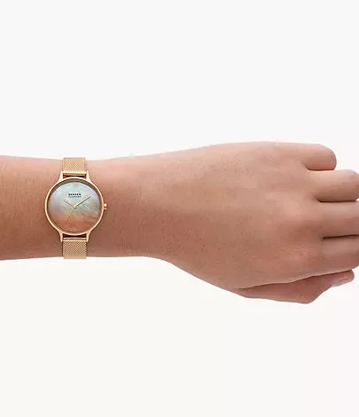Skagen Ladies Ombré Mother of Peal Rose Gold Steel Mesh Watch