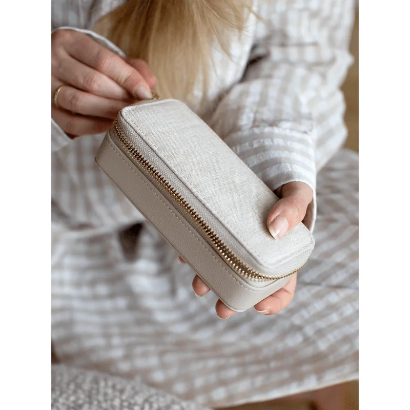 Stackers Medium Travel Jewellery Box Oatmeal Linen