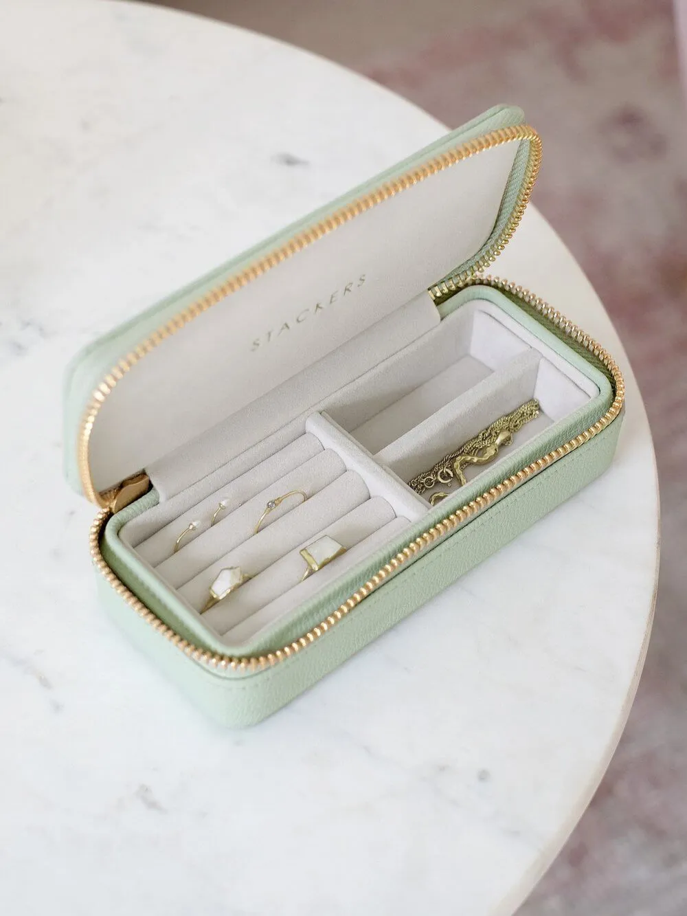 Stackers Medium Travel Jewellery Box Sage Green