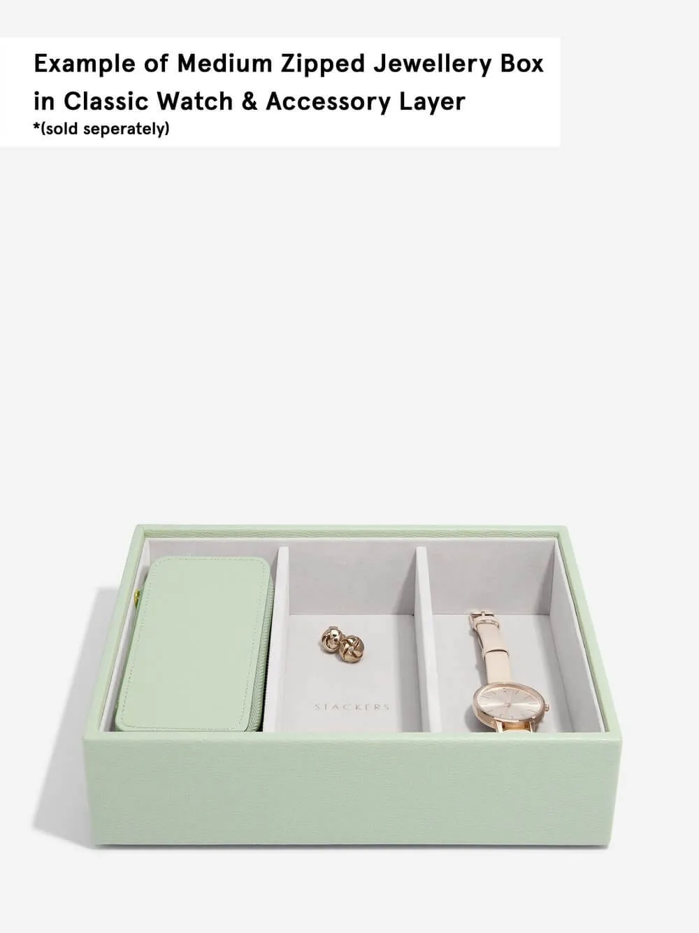 Stackers Medium Travel Jewellery Box Sage Green