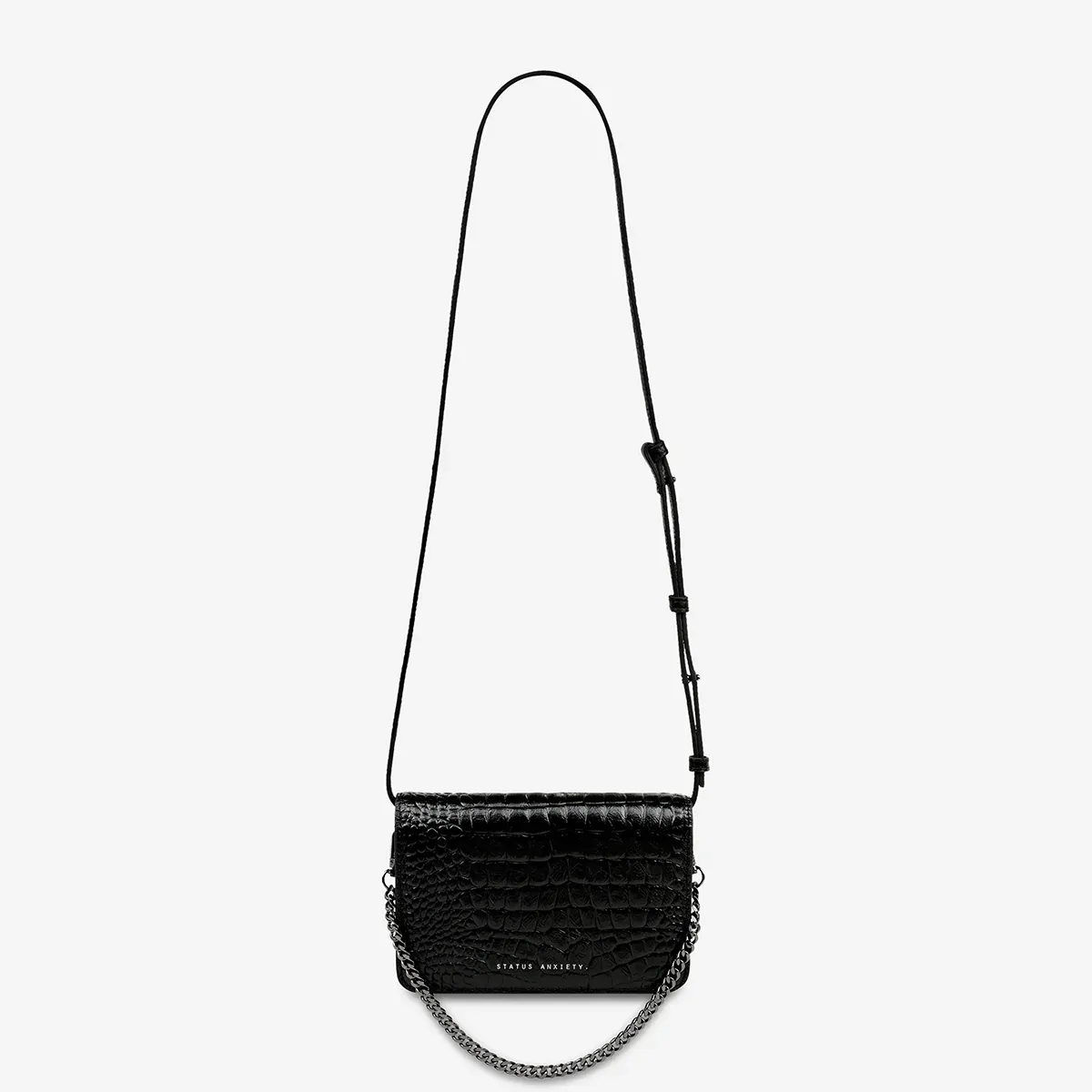 STATUS ANXIETY She Burns black croc emboss