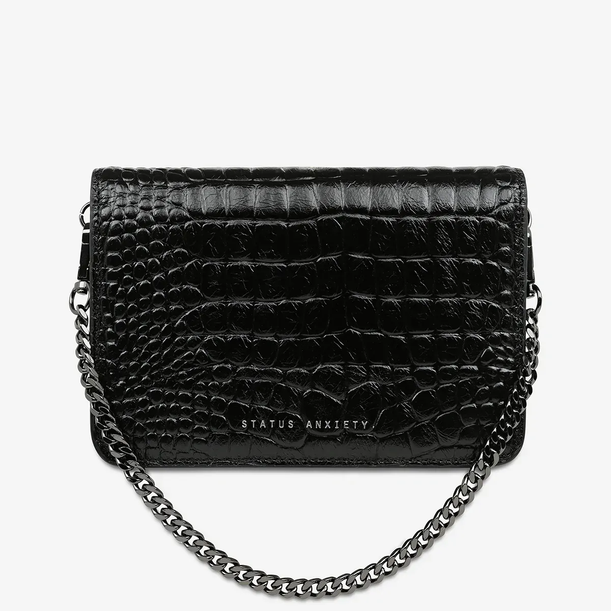 STATUS ANXIETY She Burns black croc emboss